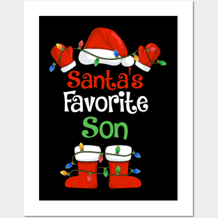 Santa's Favorite Son Funny Christmas Pajamas Posters and Art